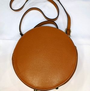 Round Faux Leather Crossbody Bag